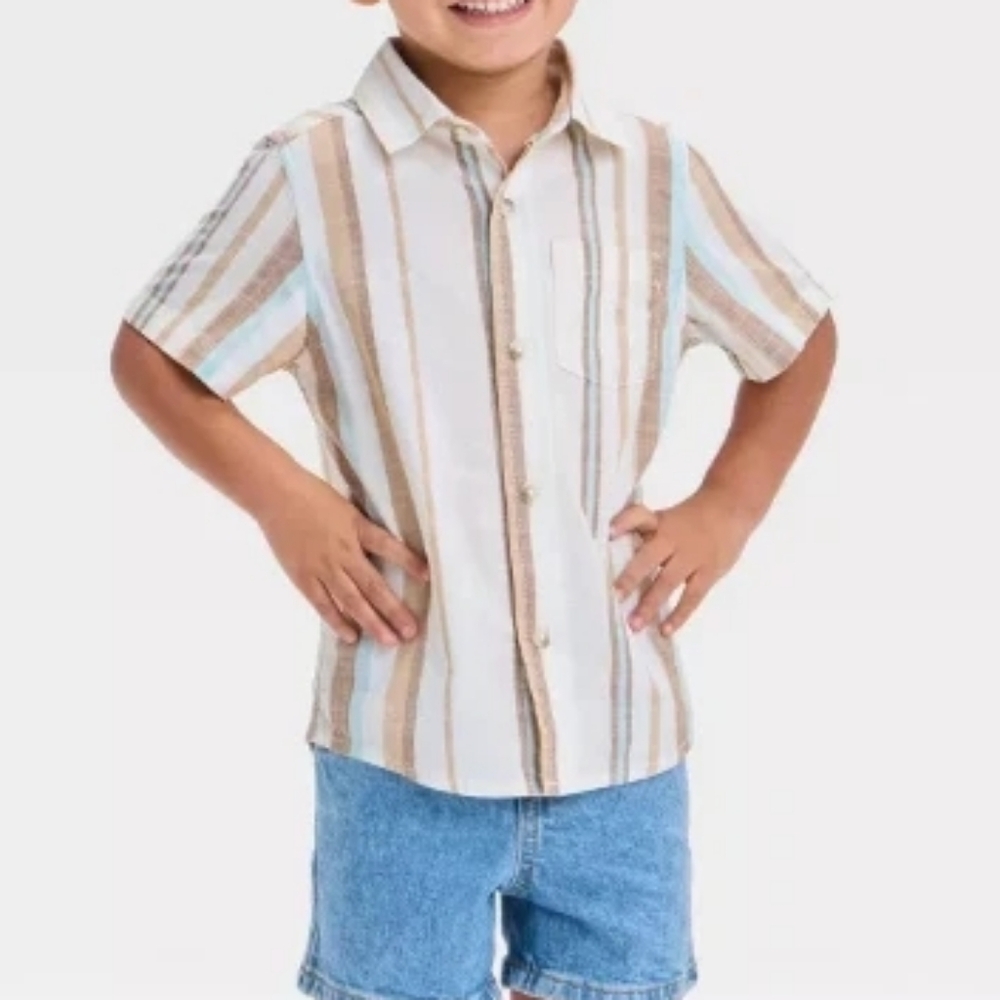 Cat & Jack Multicolor Striped Button Down Shirt